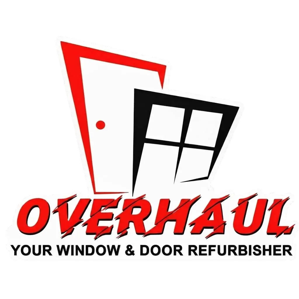 Overhauls company logo. A red door overlapping a black window